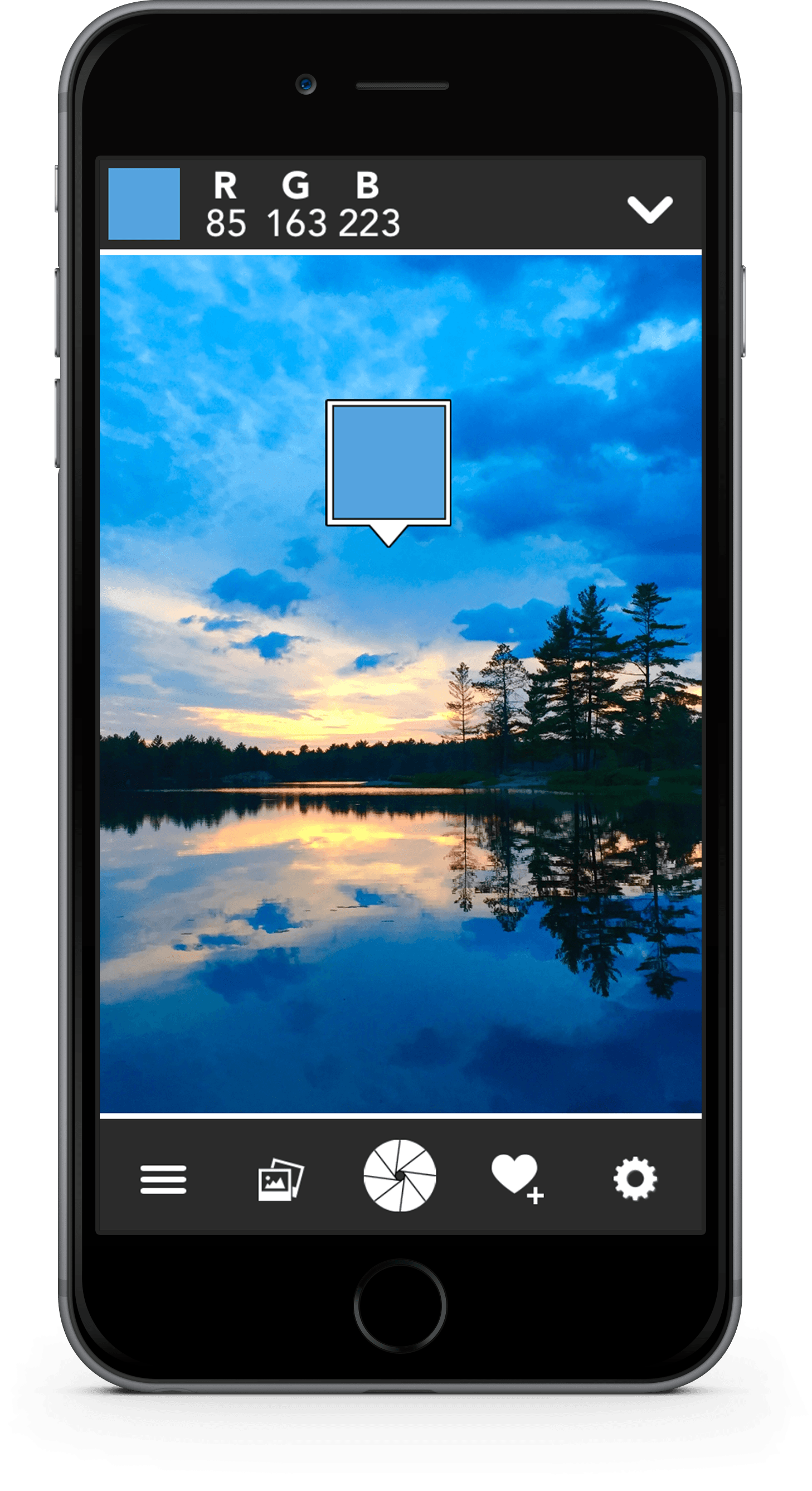 Mockup of the Colr iOS app
